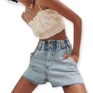 NWT Zara Paperbag denim Jean high waist shorts 00